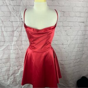 NWT B. darlin Red Spaghetti Strap Mini fit & flare for Cocktail prom sz 13/14